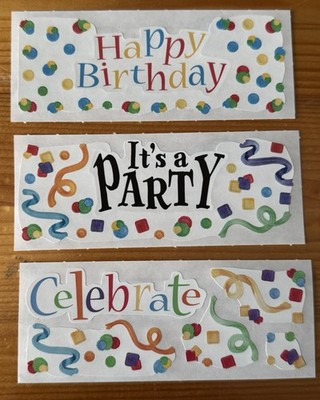Creative Memories Studio 2''x5'' Stickers Lot of 3, Birthday , Party, Celebrate