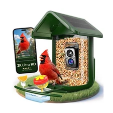 Bird Feeder with Camera Solar Powered - Smart Bird Feeder Camera 2K HD Live S...