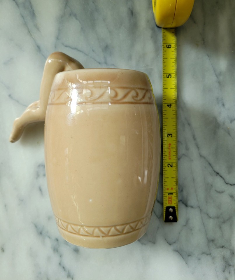 Vintage Nude Stripper Ceramic Barrel Mugs Dorothy Kindell Style Barware 