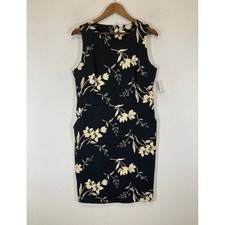 Dark Floral NWT Old Navy Women Large Black Ivory Sleeveless Sheath Dress Pockets