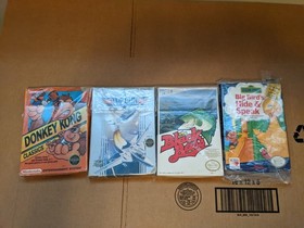 CIB NES Games Lot 4 Games, Donkey Kong, Top Gun, Black Bass, One Missing Manuel 