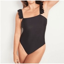 Old Navy Black Ruffle Sleeve One Piece Pull On One Piece Swimsuit Women's Sz 3X
