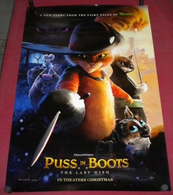 Puss in Boots the Last Wish Movie Poster 27x40 D/S Antonio Banderas  Salma Hayek