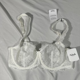 NWT $195 Aubade [ 30E US ] Lace Comfort half-cup Underwire Bra Opale White T2017