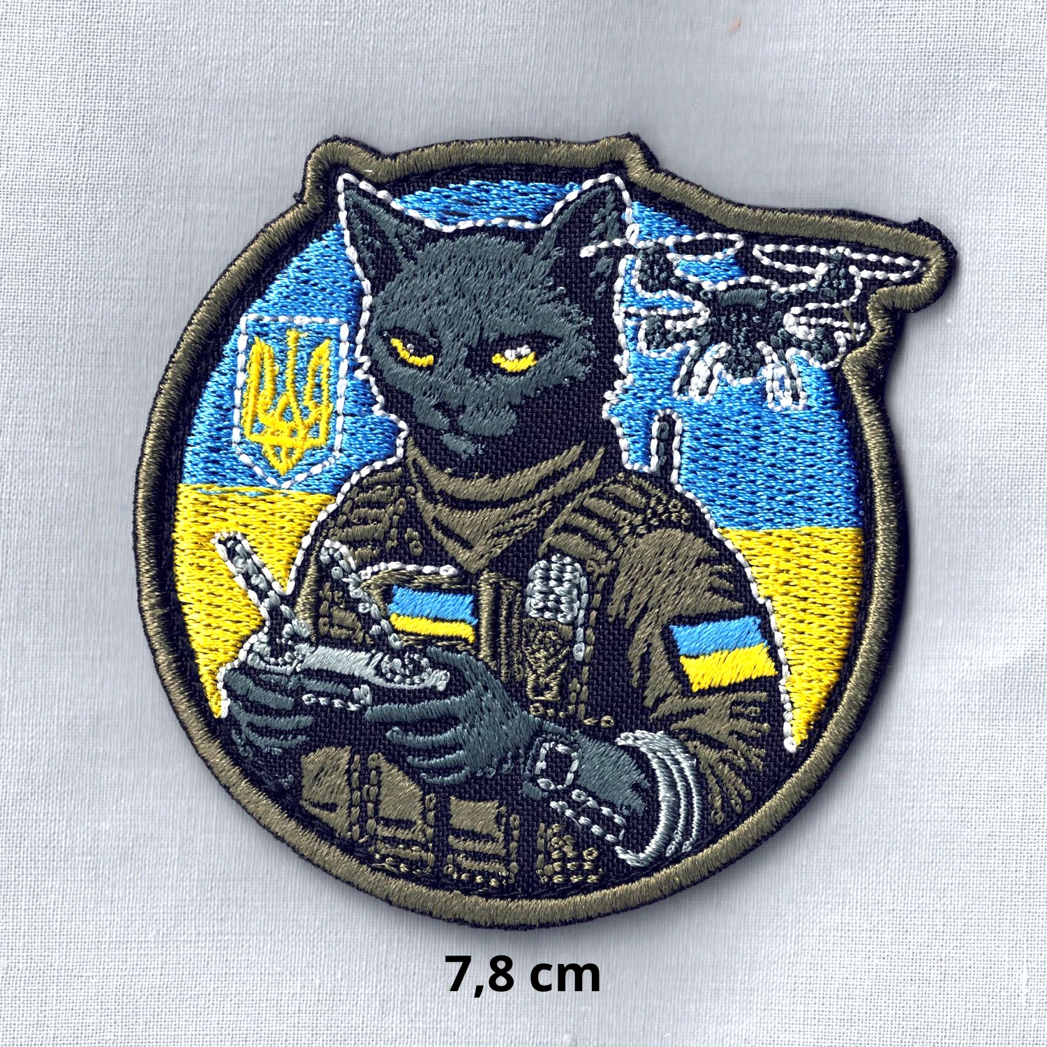 Ukraine UAV Cat Drone Operator Embroidered Hook Backing Military Patch Patch