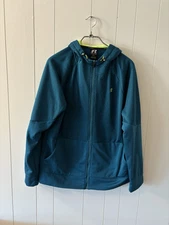 Russell Men’s Medium Teal Blue Hooded Sweatshirt Full Zip EUC Z5