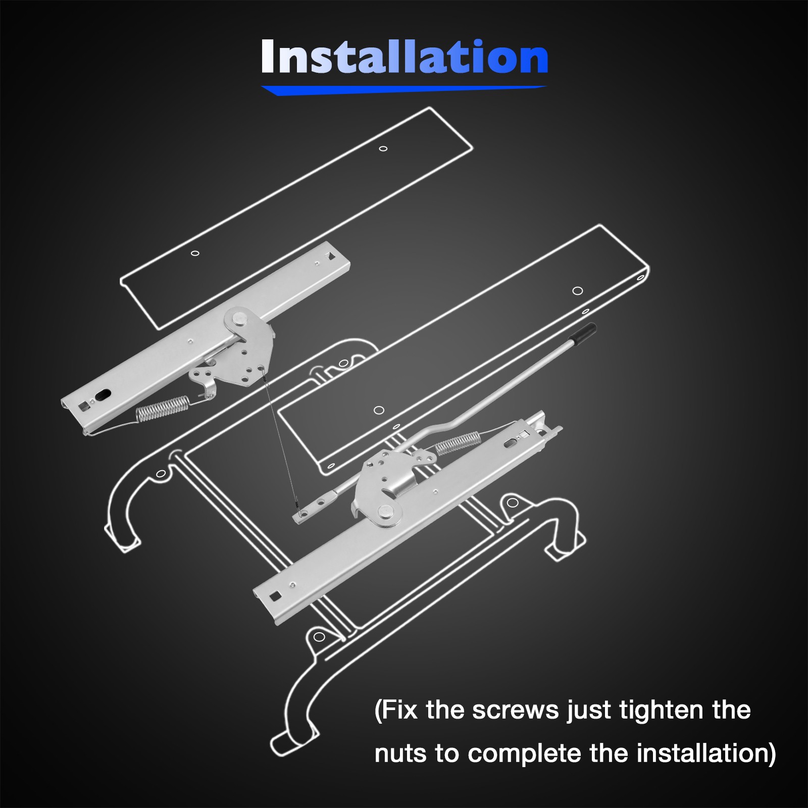 Universal Adjustable Seat Slider Dual Locking Rails Brackets Set For Bucket Seat