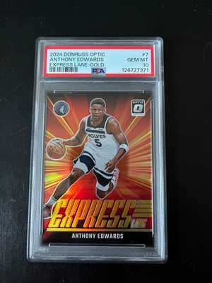 ✨🚀💛 2024-25 Donruss Optic Anthony Edwards Express Lane Gold /10 Jersey Match
