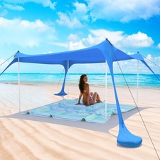 Beach Tent Pop Up Shade Canopy Sun Shelter UPF50 with 4 Stability Poles/Carr...