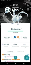 Reshiram (Non shiny) Background Level50 3 Moveset | Tr-de 1M 20k stardust