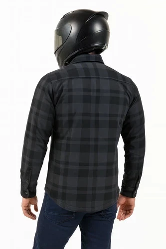 Motorrad Hemd Herren – Flanell Biker Jacke mit Aramid Schutz & Protektoren Grau - Bild 4 von 4