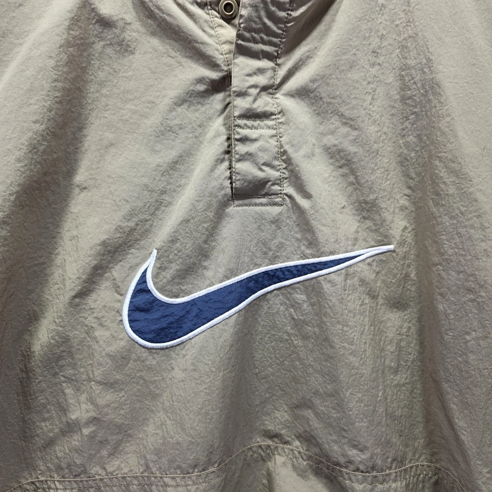 Vintage Nike Jacket Mens 2XL Tan Swoosh Nylon Pullover Windbreaker 90s - Image 2 of 4