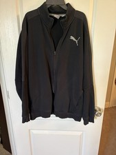 Puma Black Cotton-Blend Embroidered Full-Zip Track Athletic Jacket Mens Size XL