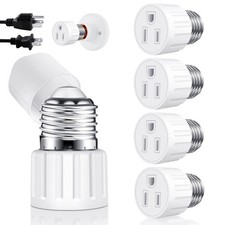 4 Packs 3 Prong Light Socket to Plug Adapter, E26 E27 Black