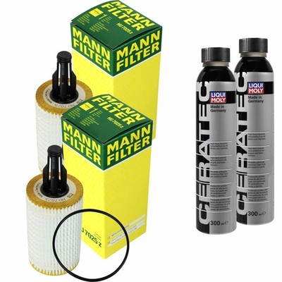 2x MANN-FILTER Ölfilter HU 7025 z + 2x LIQUI MOLY Cera Tec 3721