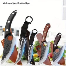 Stainless Steel Boning Knife w/Sheath Fit Outdoor BBQ Meat Cleaver Fruits Knives