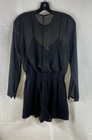 BCBGeneration Women's Black Sheer Long Sleeve Lace Smocked Romper NWT XXS — photo 2