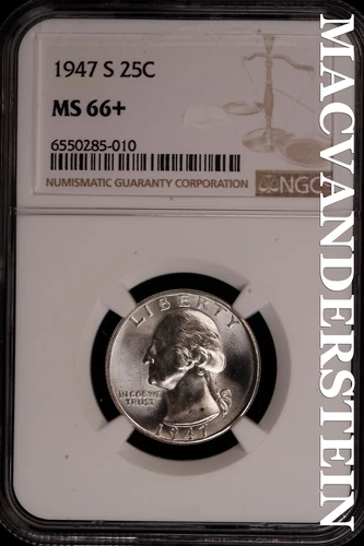 1947-S Washington Quarter-NGC MS 66+ Brilliant Uncirculated #SLF268