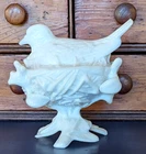 Westmoreland White Milk Glass Robin On Twig Nest Bird Covered Candy Dish VTG