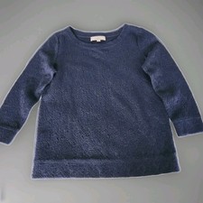 Ann Taylor Loft Women's Small 3/4 Sleeve Pullover Sweater Blue Relaxed Embossed