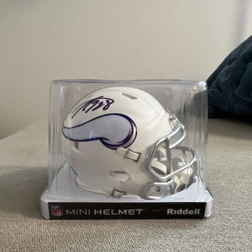 Adrian Peterson Minnesota Vikings Autographed Mini Helmet with Display Case