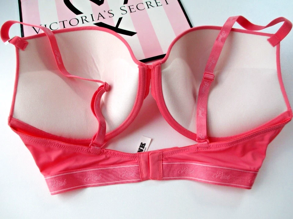 VICTORIA'S SECRET PINK Super Push-Up Bra VS Crazy For Coral 36D 38B 40C Orange - Image 3 of 4