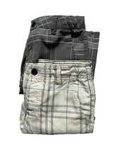 Tony Hawk Boys Plaid Shorts Lot of 2 Size 8 Gray White Flat Front Casual