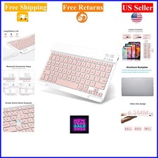 Pink Mini Bluetooth Wireless Keyboard for iPad, Android, Windows, Ultra-Slim