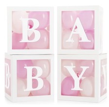 Baby Shower Decoration Set - 44-Piece Gender Reveal Boxes with Balloons
