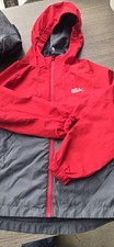 Eddie Bauer Kids Windbreaker Jacket Red Gray Hooded S 7/8 Full Zip