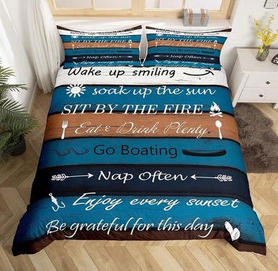 Lake Rules Duvet Cover Queen Size,Lake House Themed Bedding Hard To Find Size
