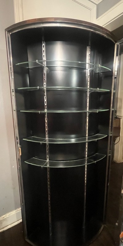 Antique Vintage Corner Cabinet With Glass Shelves And Door Early Retro Style