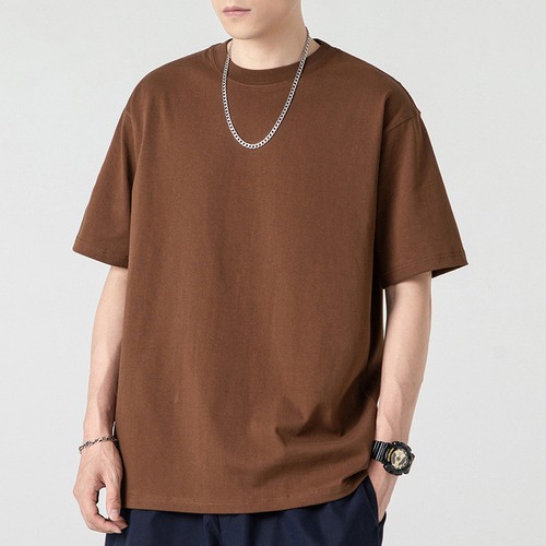 Loose T Shirt Men's Casual Basic Short Sleeved Tops Cotton Solid Round Neck Tees - Picture 14 of 28