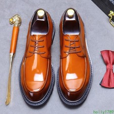 Men's Shiny Genuine Leather Business Casual Shoes British Dress Shoes Oversize
