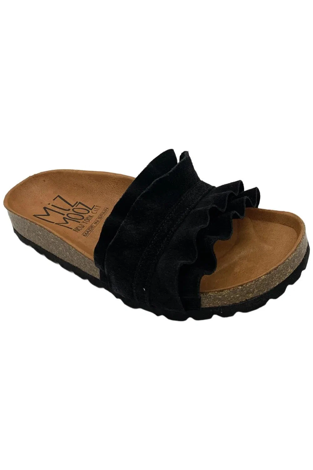 Miz Mooz Women's Suede Espadrille Slide Sandals Rocio Black