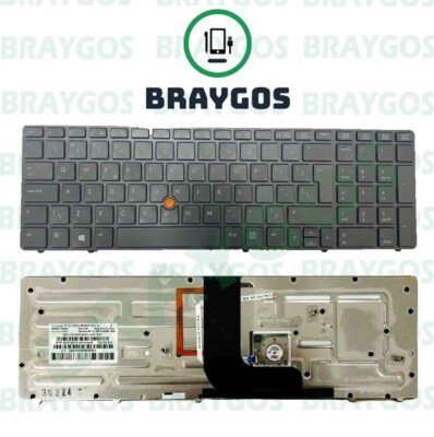 Für HP EliteBook 8570W EU Laptop Tastatur mit Orange Zeiger + Rahmen