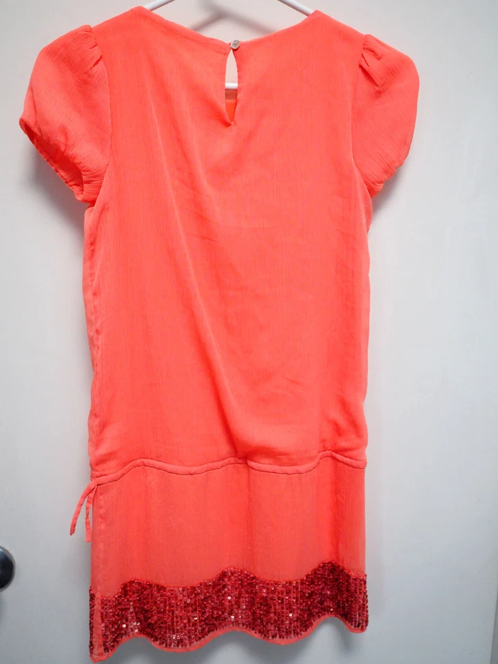 ¡COMO NUEVO! Vestido DISEÑADOR Italiano Junior "Liu-Jo" - NIÑA Talla 10/140 - Naranja Lentejuelas Foto 2 de 4