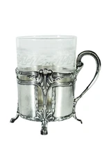 WMF Art Nouveau glass holder + glass ° ostrich brand ° art nouveau tea glass holder 