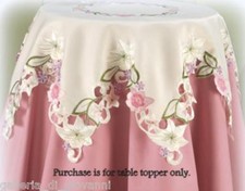 Embroidered Table Topper 37" Star Spring Floral
