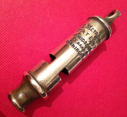 Vintage Hudson Brass The Metropolitan Police Type Whistle 13 Barr St Circa 1909