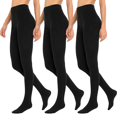 3er Pack Damen Thermo Strumpfhose blickdicht warm weich  innen angeraut Winter