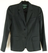 Ralph Lauren Women's Black /Blue Stretch Cotton, Spandex Career Blazer Size 4 P