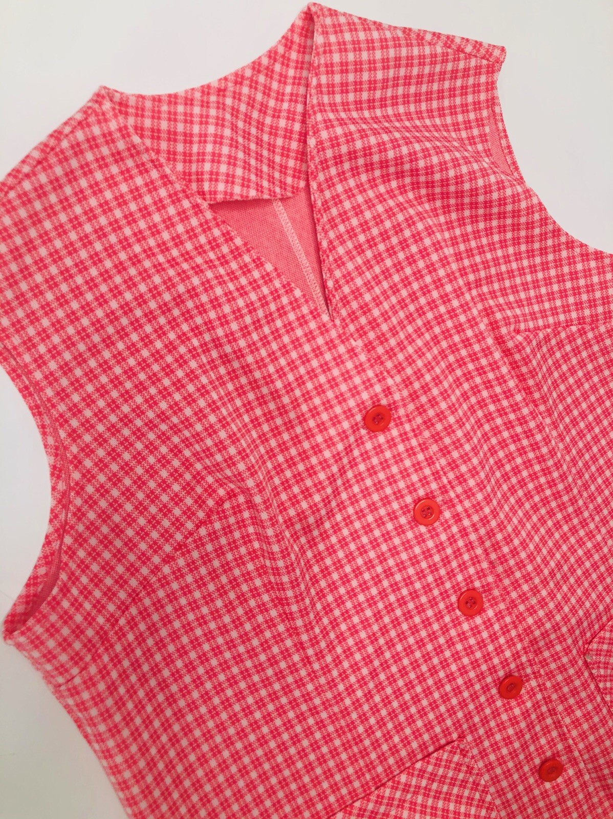 VTG 70’s Hot Pink Power Suit Vest 2 Piece Outfit … - image 4