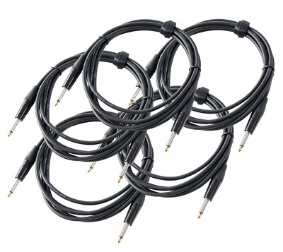 5x Set Instrumenten Kabel Gitarrenkabel 3m Audio 6,3mm Klinke Klinkenstecker