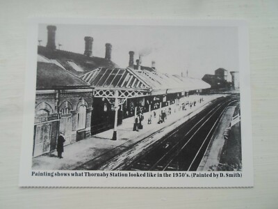 THORNABY, Bahnhof 1930er Jahre (gemalt von D Smith) - Repro Postkarte §ZD231