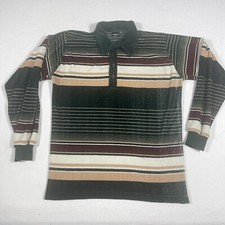 Campus Velour Studio One Polo Shirt Striped Shirt S Vintage 70  s DISTRESSED