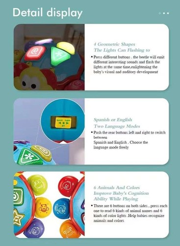 Turtle Electric Music Crawling Spanish/ English Baby, Toddler Toy -Tummy Time - Picture 5 of 11