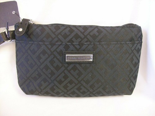 TOMMY HILFIGER Black Logo Wristlet Clutch Bag NWT