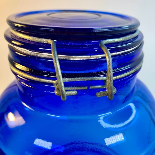 Cobalt Blue Cracker Barrel Style Glass Canister Jar 3 QT Cookies Flour Sugar - Picture 14 of 23