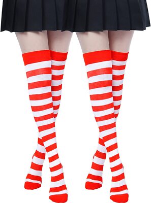 Thigh High Socks Women Long Knee High Socks Knit Boot Stockin (2Pairs,Plus  Size)